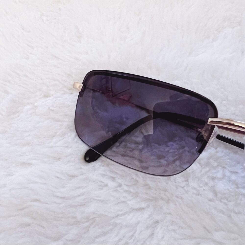 Delia Black Rimless Butterfly Accent Sunglasses - Picture 2 of 11